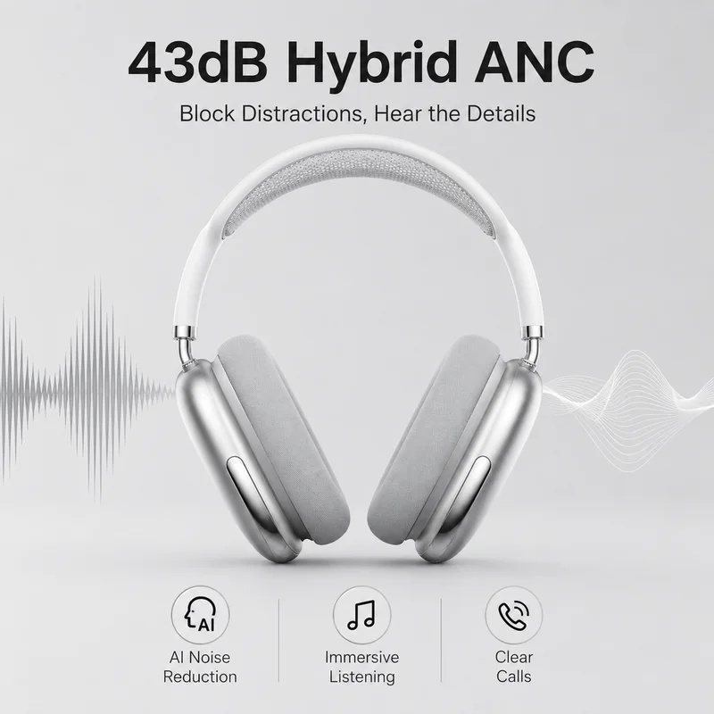 Anc Wireless Over Ear Headphones - Słuchawki bezprzewodowe Bluetooth z funkcją redukcji