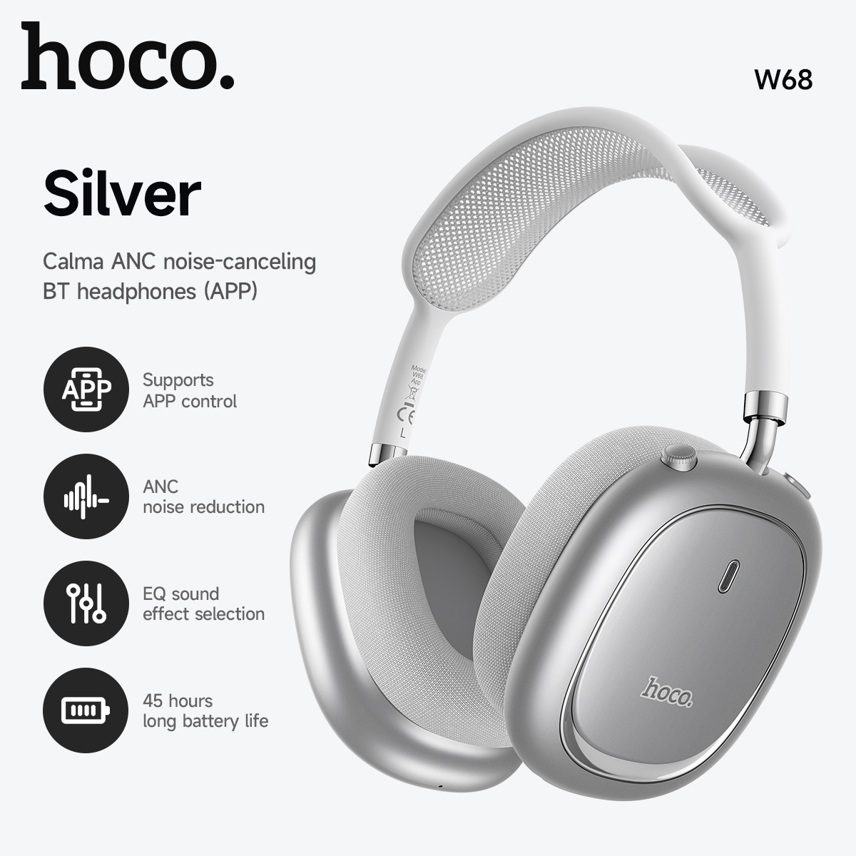 Anc Wireless Over Ear Headphones - Słuchawki Bluetooth 6.0 z funkcją redukcji