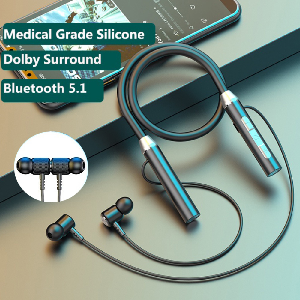 Magnetic Neckband Sports Earphones - Bezprzewodowe słuchawki Bluetooth 5.2 z pałąkiem